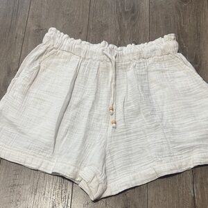 Mango High Waist Cream Shorts